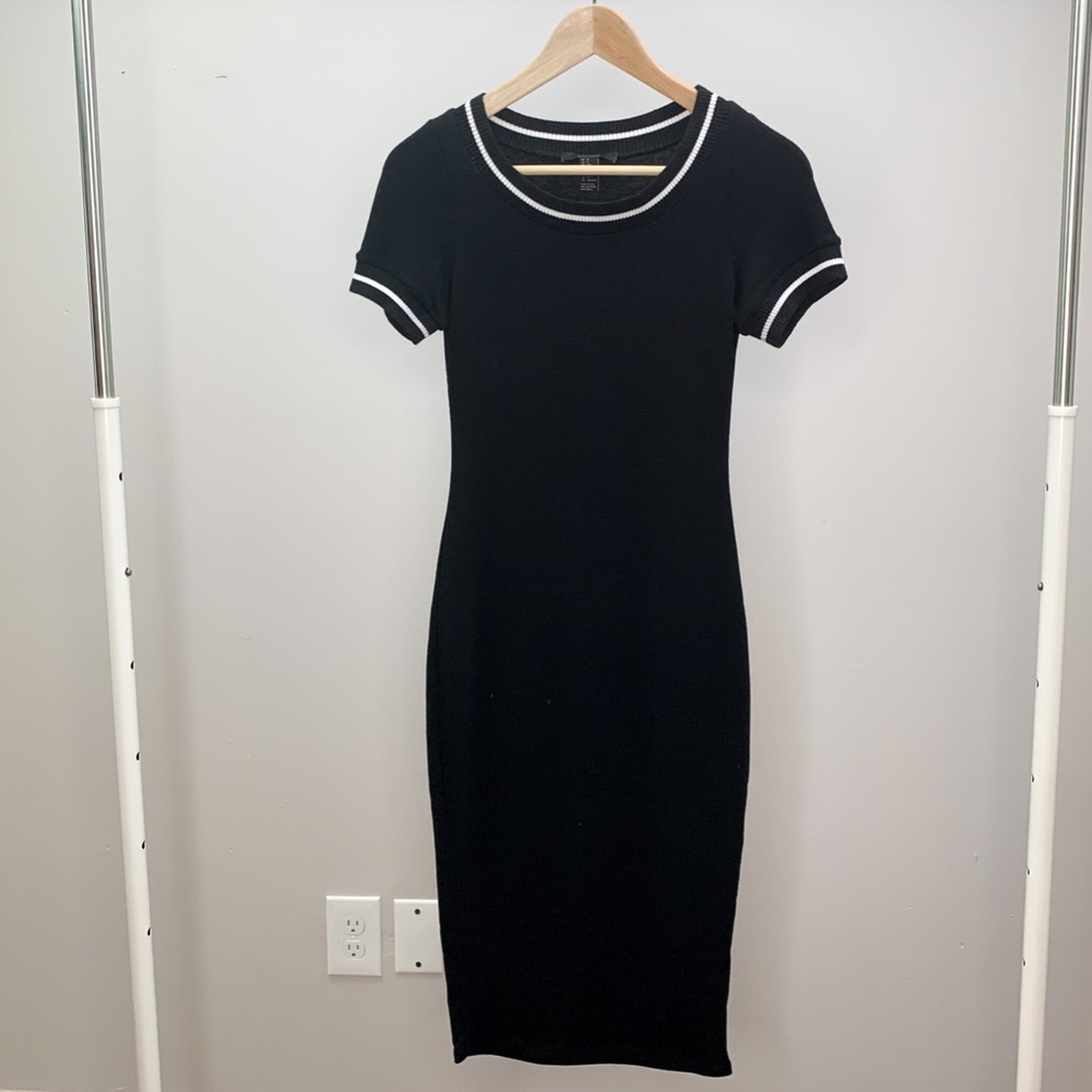forever 21 // stripe collar knit midi dress
